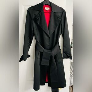 Talbots Black Women's Trench Coat Belted With Satin Finish